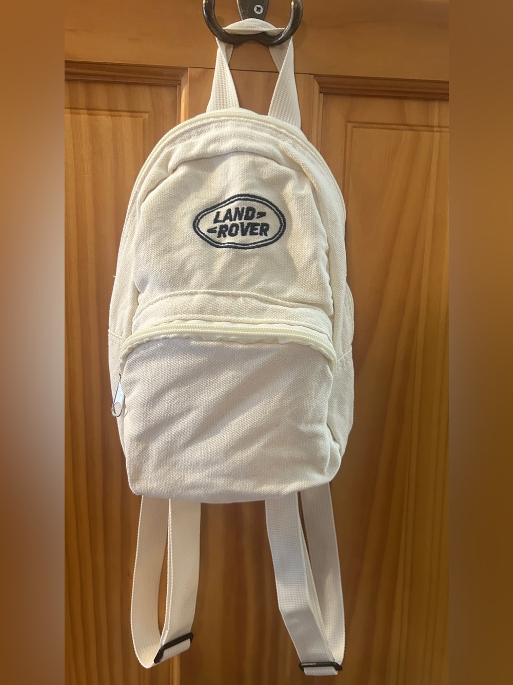 Land Rover Mini Backpack Canvas Front Zipper Bag Canvas PacSun  10” Cream EUC